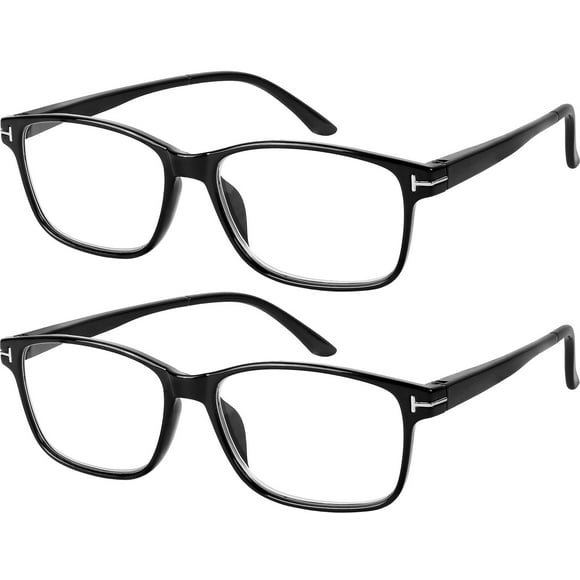 Success Eyewear Lunettes d'Ordinateur 2 Paires Anti-Éblouissement Anti-Reflet Lunettes de Lecture Classiques Qualité Confort pour Hommes et Femmes Ensemble de 2 Noir Brillant 2