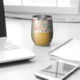 thumbnail image 3 of 12oz Stemless Wine Tumblers Pioneer Flower Floral Print Pattern Vacuum Insulated Stainless Steel Travel Tumbler Cups Mug with Lid and Straw for Champaign,Cocktail,Beer with Cleaning Brush, 3 of 5