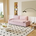 thumbnail image 5 of 70" Sleeper Sofa with Pull Out Bed,3-in-1 Velvet Convertible Sofa Bed with Side Storage,Queen Size Sleeper Sofa Loveseat with Adjustable Backrest and 2 Pillows for Living Room,Pink, 5 of 7