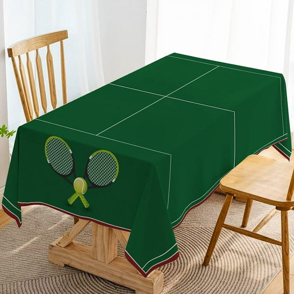 Tennis Court Tablecloth Tennis Themed Birthday Party Decoration Indoor Outdoor Table Cover Home Dining Room Kitchen Table Decor-60×84inch