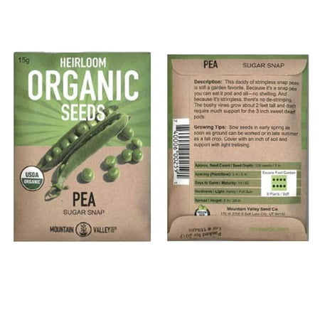 Sugar Snap Pea Garden Seeds - 15 Gram Packet - Non-GMO, Heirloom Vegetable Gardening