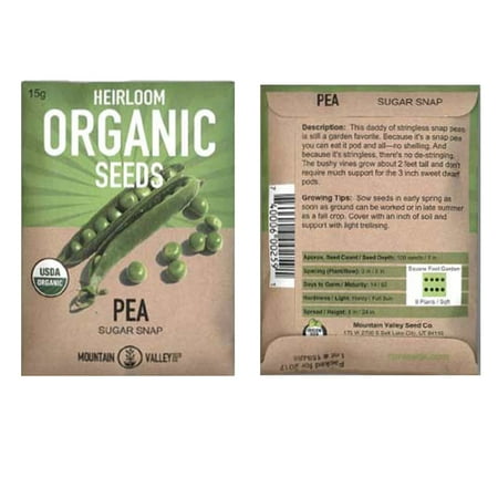 - Sugar Snap Pea Garden Seeds - 15 Gram Packet - Non-GMO, Heirloom Vegetable Gardening Seed