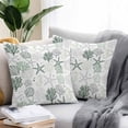 thumbnail image 2 of Sage Green Coastal Throw Pillow Covers 16x16 Inch Set of 2, Summer Beach Coral Shell Ocean Waterproof Outdoor Pillow Covers, Decorative Cushion Pillowcases for Couch, Sofa, Bed, Garden, Patio, 2 of 9