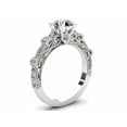 thumbnail image 2 of HeartsAndYou 2ct Round Moissanite Solitaire with Accent Vintage Inspired Milgrain Ring 18k White Gold over Silver, 2 of 9
