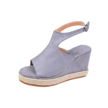 

Ruziyoog Sandals Women Summer Ladies Women Thick Soled Shoes Fish Mouth Casual Sandals Cushionaire Sandals Gray