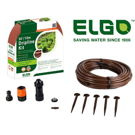 Elgo 50' Drip Line Kit for Rasied garden beds and vegetable (Best Drip Irrigation For Vegetable Gardens)