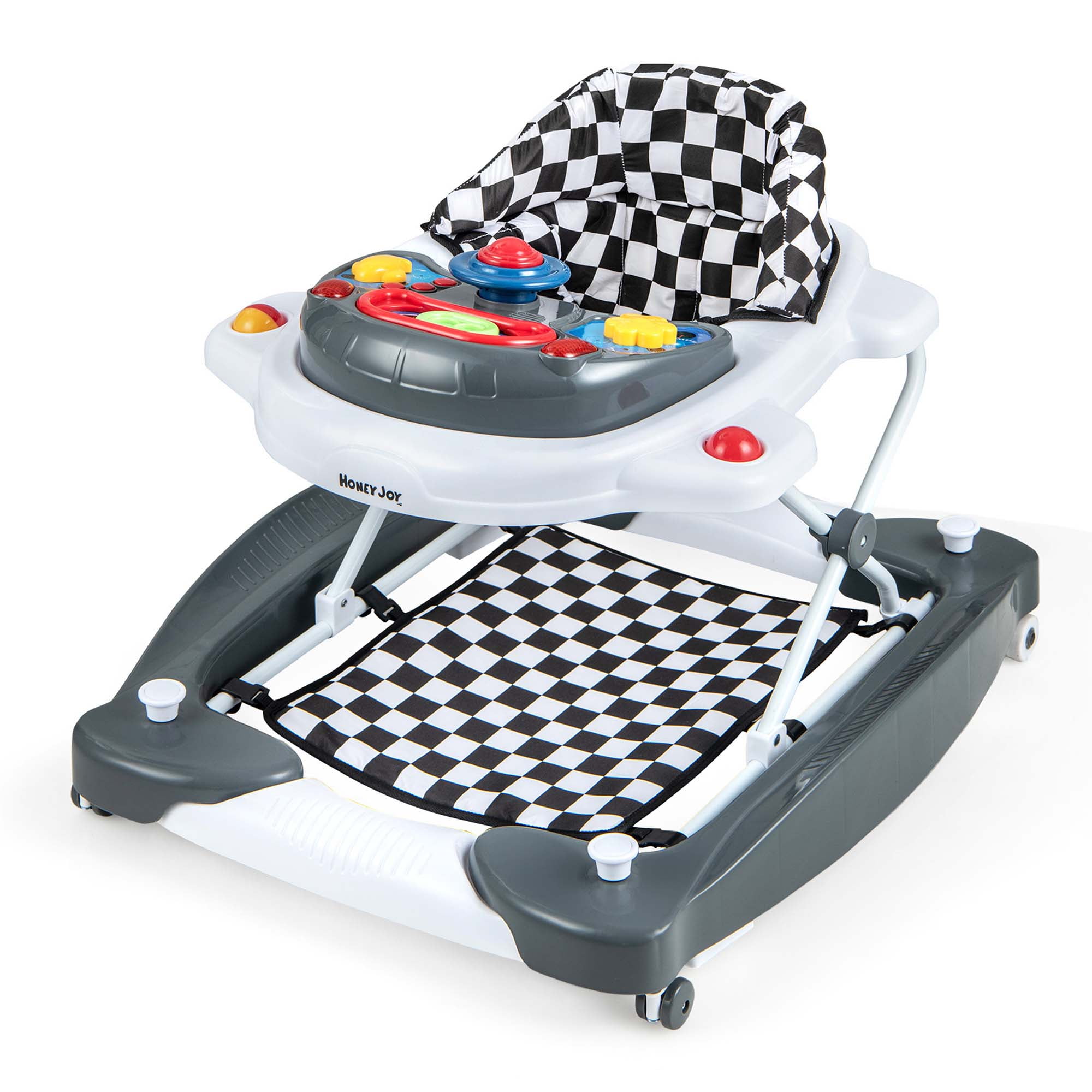 Costway 6 in 1 Baby Walker Adjustable Walker & Activity Center with Music 6-14 Months Gray