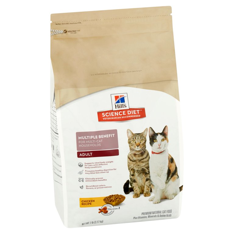 Hill s Science Diet Adult Multiple Benefit Chicken Recipe Dry Cat Food 7 lb bag