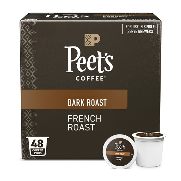 Peet's Coffee French Roast Premium Dark Roast Single Serve Coffee Pods, 48 Count