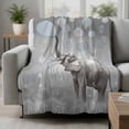 thumbnail image 2 of Gray Elephants Blanket Soft Cozy Warm Throw Blanket for Couch, Plush Fuzzy Flannel Fleece Blankets for Sofa, Modern Vintage Elephants Blowing Bubbles Bed Blankets Lightweight Gifts for Women, 40"x50", 2 of 9