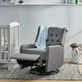 thumbnail image 3 of GDF Studio Houck Contemporary Fabric Tufted Wingback Swivel Recliner, Charcoal and Black, 3 of 12