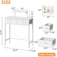 thumbnail image 2 of YIJ2 Small Makeup Vanity Desk with 3 Fabric Drawers, Vanity Table 11.8" D x 27.5" W with Mirror and Lights and Height-Adjustable Stand, Vanity for Girls Gifts, Bedroom and Small Spaces, White, 2 of 9