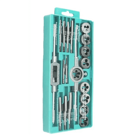 Metric Hand Tap and Die Set Screw Thread Plugs Straight Taper Reamer Tools 20PCS Set,1 * Tap and Die Set,As Shown