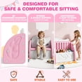 thumbnail image 3 of PAPROOS Kids Toy Box, Cute Toy Chest Organizer with Seating Bench and Sliding Door, Toy Storage Chest for Girls Boys, Modern Toy Storage Cabinet for Playroom, Living Room, Bedroom, Pink+Light Gray, 3 of 8
