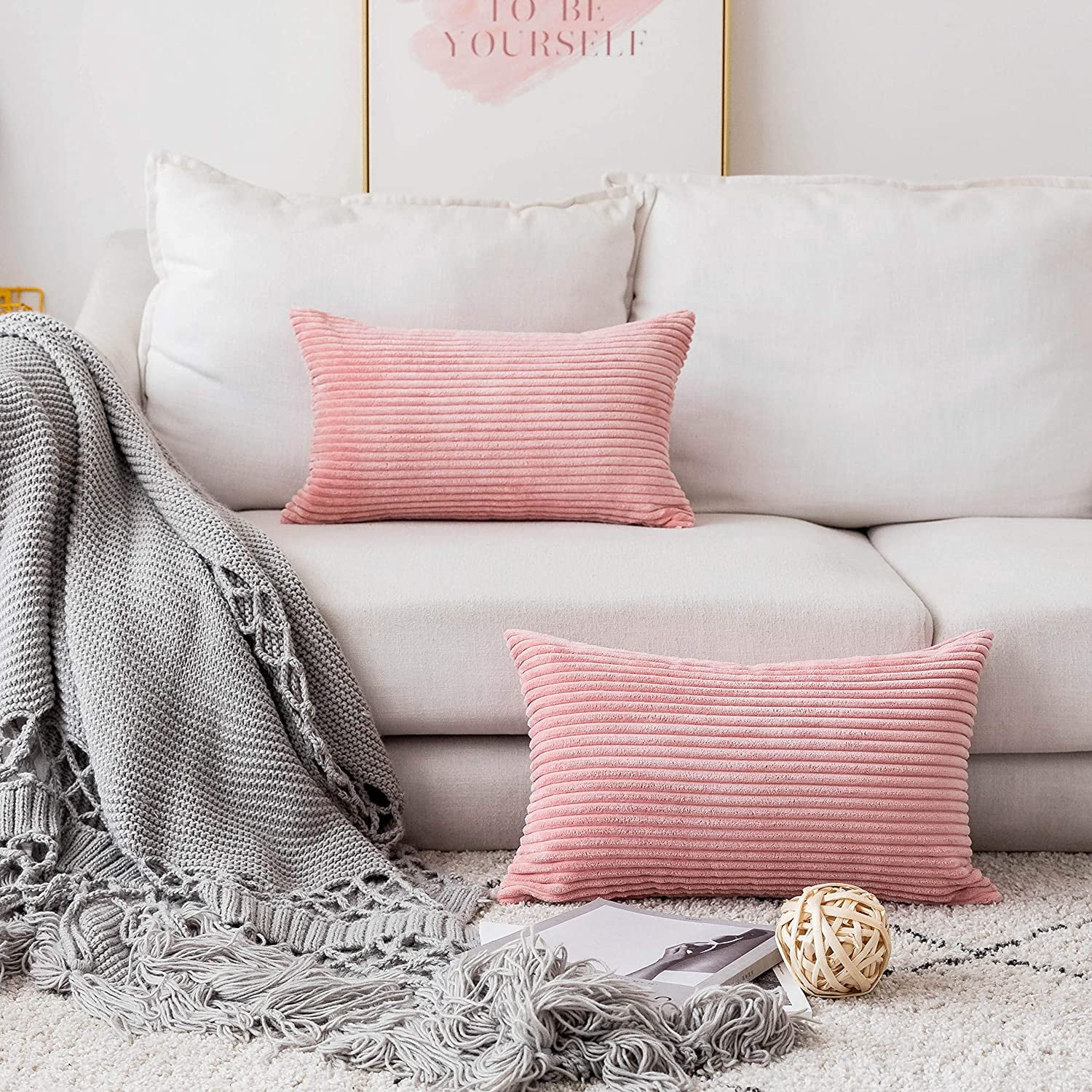 Pink Throw Pillows Euro Sham Striped 