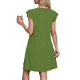thumbnail image 6 of TEAJOPSUU Women's Casual A-Line Dresses with Pockets Cap Sleeve V Neck Mini Tshirt Dresses Flowy Sundress Green, 6 of 6