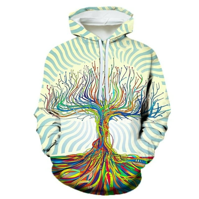 Spring Autumn Creative Psychedelic Tree Pattern Hoodies For Men 3D Printing Casual Pullovers Sweatshirt Streetwear Tops Hoodie-PZM12799 4XL