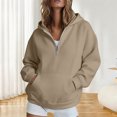 thumbnail image 5 of Wxolcjlv Solid Quarter Zip Hoodies for Women Long Sleeve Pullover Tops, 5 of 6