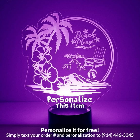 Mirror Magic Store ‘Beach Please’ Color Changing Personalized LED Light with Remote Control