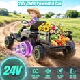 thumbnail image 3 of VIBESPARK 24V Ride on Tractor with Remote Control, 3 in 1 Ride on Car, Ride on Toy for Kids with Trailer, 6 Wheel Kids Electric Car w/ Bluetooth, MP3, Music, Green, 3 of 10