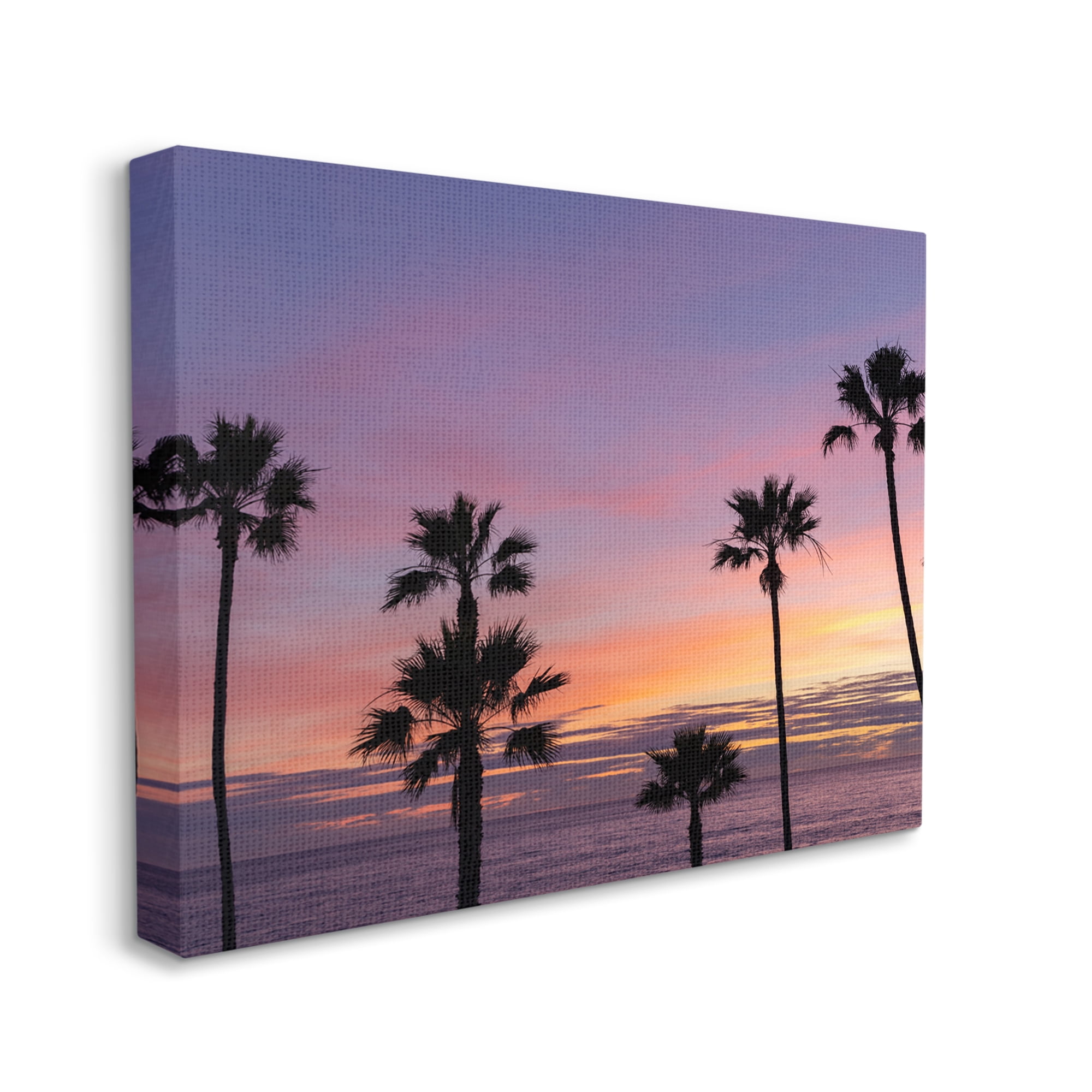 Stupell Industries Purple Sunrise Sky Tall Palm Trees Silhouettes Photograph Gallery Wrapped Canvas Print Wall Art, Design by Jeff Poe Photography
