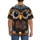 thumbnail image 3 of Fotbe Quirky Owl With Glasses Camisa Estampada de Manga Corta para Hombre, Casual de Verano, Estilo Playero, Sin Arrugas-Small, 3 of 5