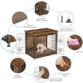 thumbnail image 3 of Dog Crate Furniture with Cushion, Wooden Dog Crate with Double Doors, Dog Furniture, Dog Kennel Indoor for Small/Medium/Large Dog，End Table, Small, 27.2" L, Rustic Brown, 3 of 5
