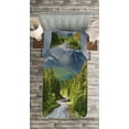 thumbnail image 3 of Ambesonne Nature Quilted Bedspread Set 2 Pcs, Mountain Landscape Road, Twin Size, Green Grey Brown, 3 of 3