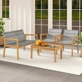 thumbnail image 4 of Costway 4 PCS Outdoor Furniture Set, Acacia Wood Frame Sofa Set with Rattan Seat, 4 of 10