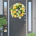 thumbnail image 6 of Artificial Hydrangea Candle Rings Wreaths 3.5 inch Center Eucalyptus Leaves Wreaths Small Boho Wreath Pillar Candle Holder for Easter Wedding Home Door Tabletop Decoration, 1Pc(Orange,3.5x3.5"), 6 of 9