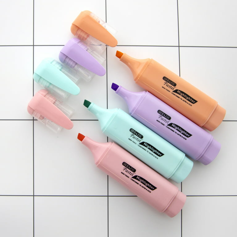 BAZIC Highlighter Marker Pen, Pastel Color Chisel Tip Highlighters