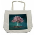 thumbnail image 1 of Magic Shopping Bag, Blossom Plant Hanging in Air Rootless Free Plant Supernatural Image, Eco-Friendly Reusable Bag for Groceries Beach and More, 15.5" X 14.5", Cream, by Ambesonne, 1 of 2