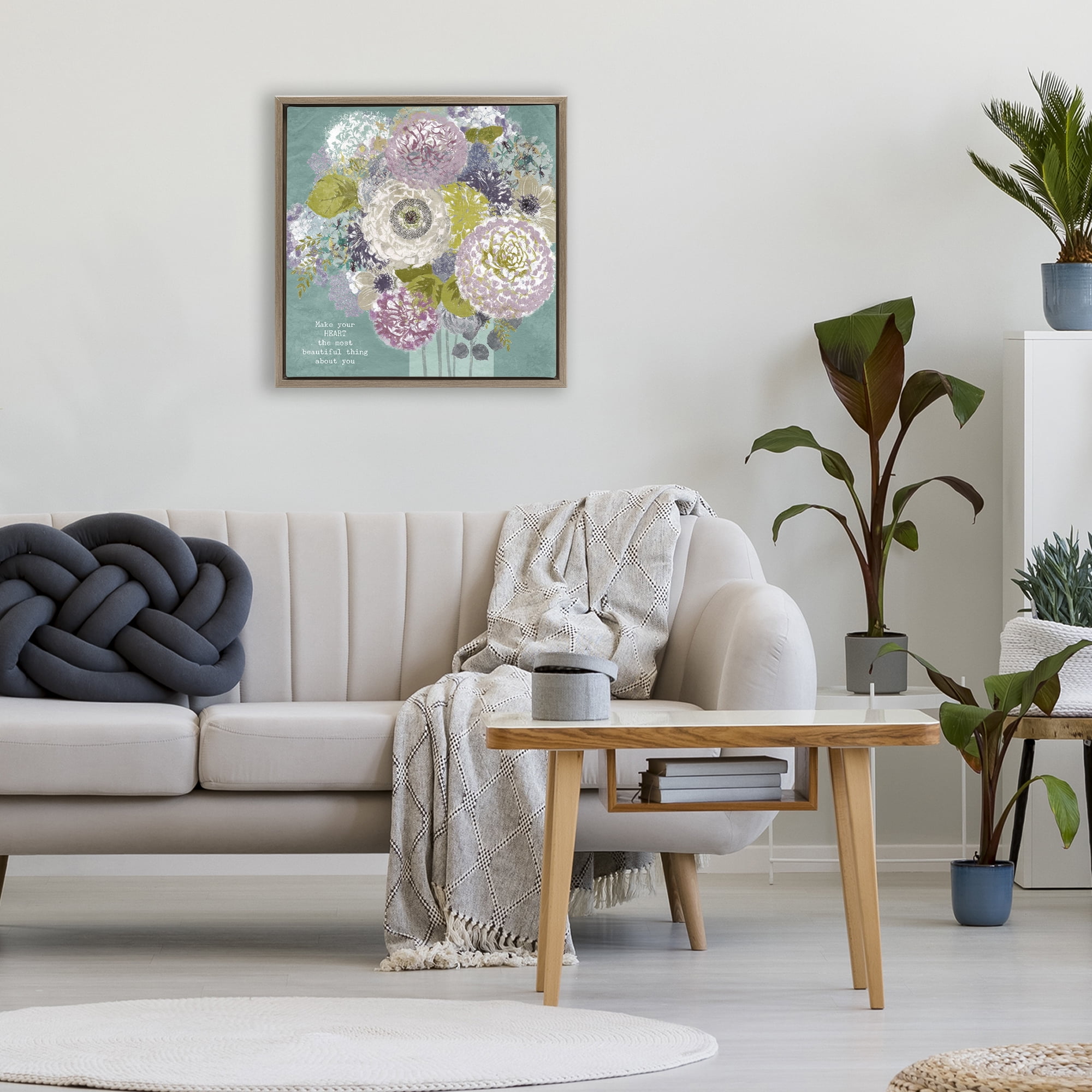 Stupell Industries Most Beautiful Thing Florals Brown Framed Floater Canvas Wall Art, design by Suzanne Nicoll