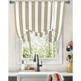 thumbnail image 3 of Khaki Stripes Tie Up Curtains for Kitchen Bathroom Bedroom Windows 45 Inch Length, Farmhouse Brown Simple Vertical Striped Balloon Drape Curtains Shade Rod Pocket Drapery Curtain Panel, 34"x45", 3 of 7