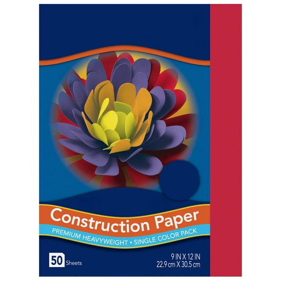 Holiday Red Heavyweight Construction Paper Bulk Pack, 9 x 12 Vat Dyed Sulphite Paper, Arts Crafts Paper for Holiday Projects, School Activities, Classroom Decor, Fade Resistant, 50 Sheets