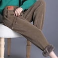 thumbnail image 1 of Pantalones gruesos de terciopelo de chenilla para mujer, pantalones harén casuales de piernas cálidas para otoño e invierno para mujer, 1 of 2