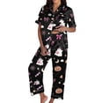 thumbnail image 4 of CQXIDFH Women's 2 Piece Lounge Set Plus Size Halloween Pumpkin Print Short Sleeve Top with Long Pants Set Fall Sleepwear Soft Comfy Pj Sets, 4 of 5