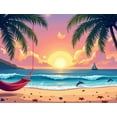 thumbnail image 4 of LUUFILx Tropical Sunset Beach Backdrop Hammock Scenery with Palm Trees for Party Decorations Photography Props Video Background Banner Ocean View, 4 of 8