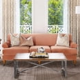 thumbnail image 3 of Maklaine Contemporary Hardwood Sofa with Metal Casters in Peach Orange, 3 of 13