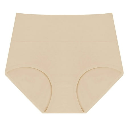 Siminsem Cheeky High Waisted Panties for Women Seamless No Show Breathable Cotton Soft Stretchy Brazilian Cut Ladies Hipster Underwear 3 Pack Daily Beige S