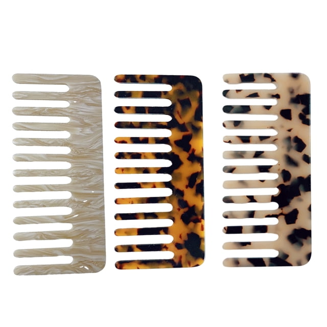Detangling Elegance: Wide Tooth Comb For Every Hair Type, Smooth Rounded Teeth Cellulose Large Hair Detangling Comb, 3PCS