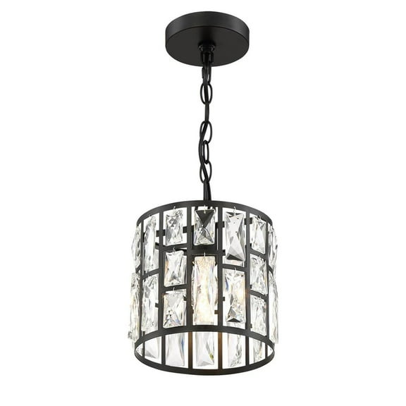 Home Decorators Collection Kristella 1-Light Black Crystal Pendant Light