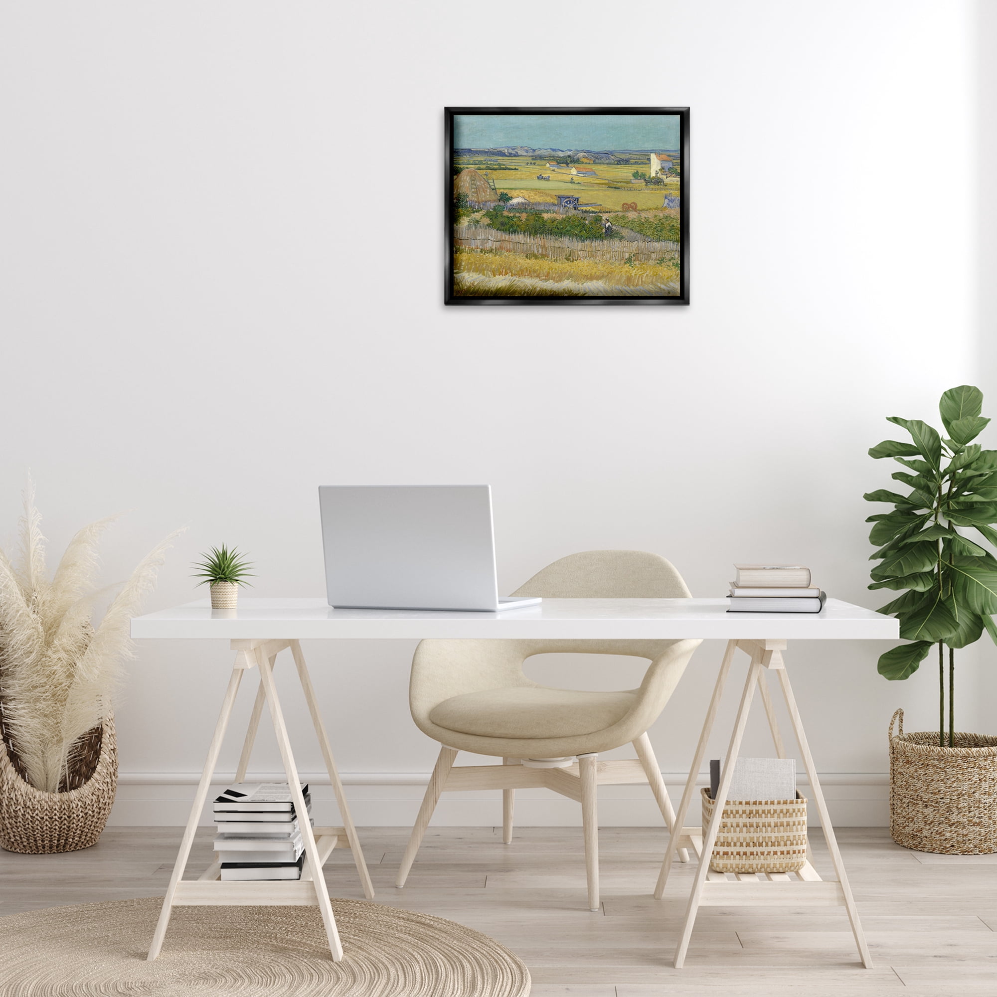 Stupell Industries Van Gogh The Harvest Landscape Landscape & Nature Painting Black Floater Framed Canvas Art Print Wall Art, 21 x 17