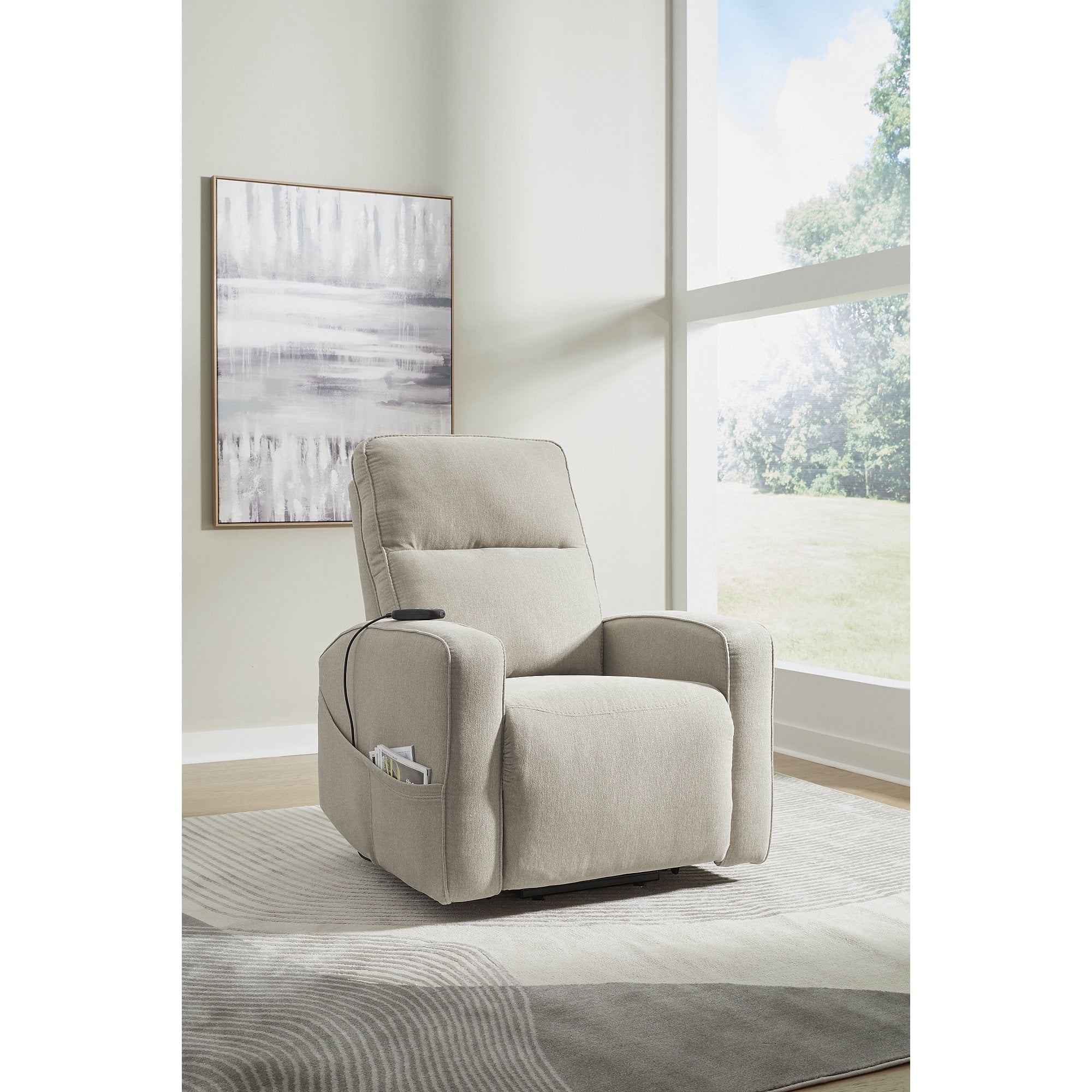 Signature Design by Ashley Starganza Power Lift Recliner Chair with Heat & Massage - Next-Gen Nuvella™ Fabric, Smoke