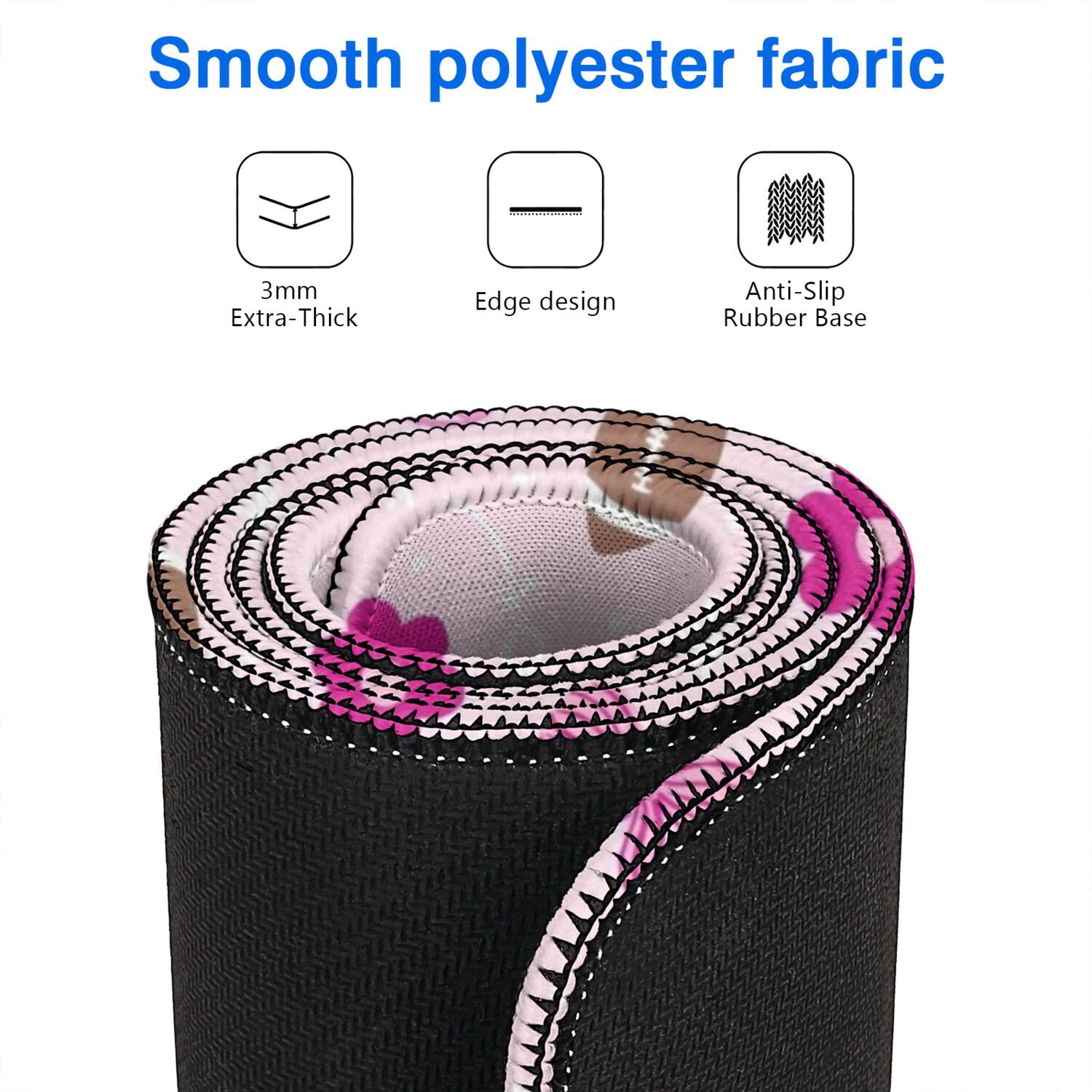Long Mouse Pads for Desk,Pink Football and Flowers Pattern Desk Mats on Top Of Desks, Desk Mouse Pad Extra Large with 3mm Non-Slip Base and Stitched Edge for Gaming,Office,Work,Home 47.3"x23.6"