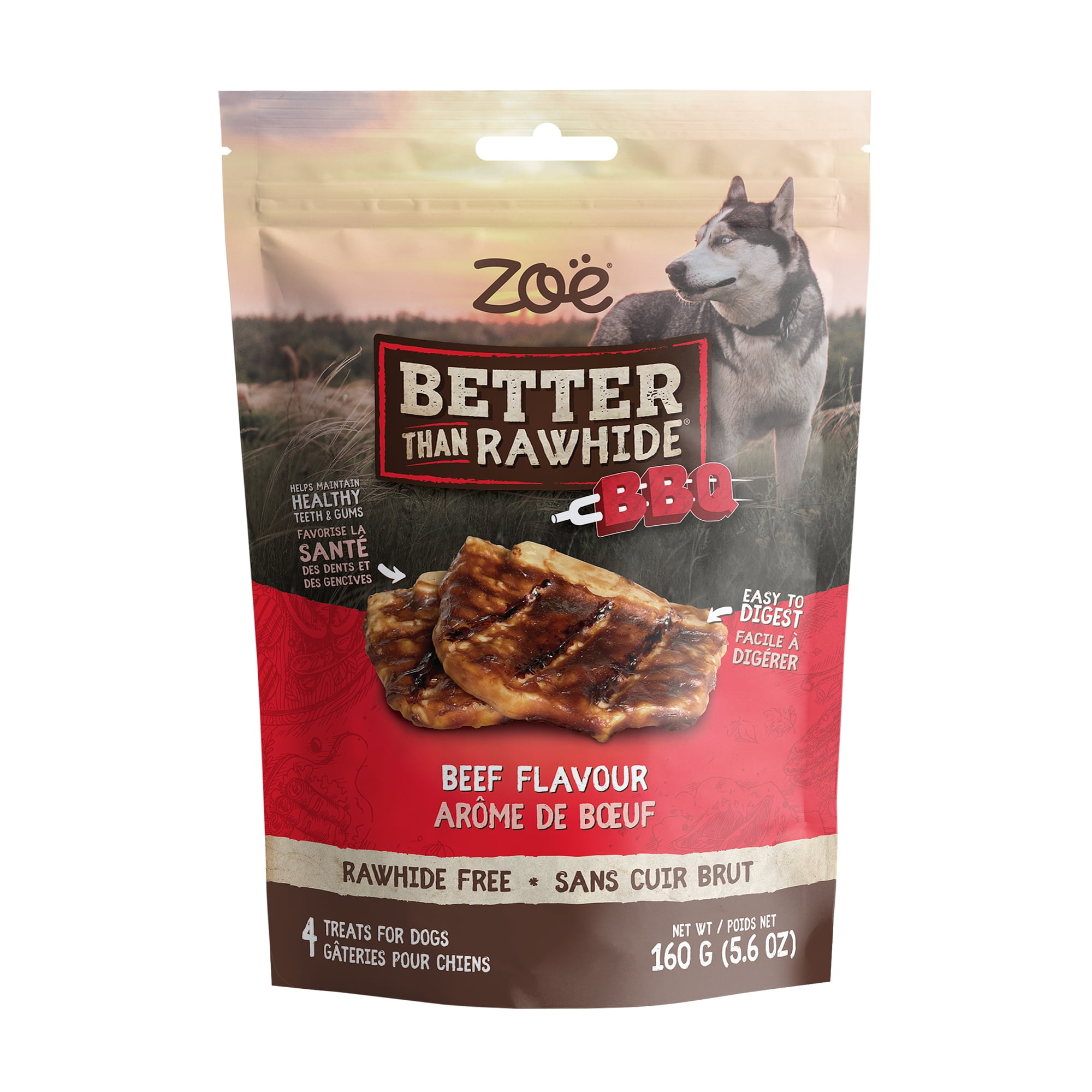 Zoe Better Than Rawhide BBQ Steak Beef Flavour Dog Chews, 4 pack, 160g / 4 pack