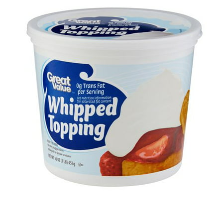 Great Value Whipped Topping, Whipped Topping with a Light, Creamy Texture, 16 Ounces