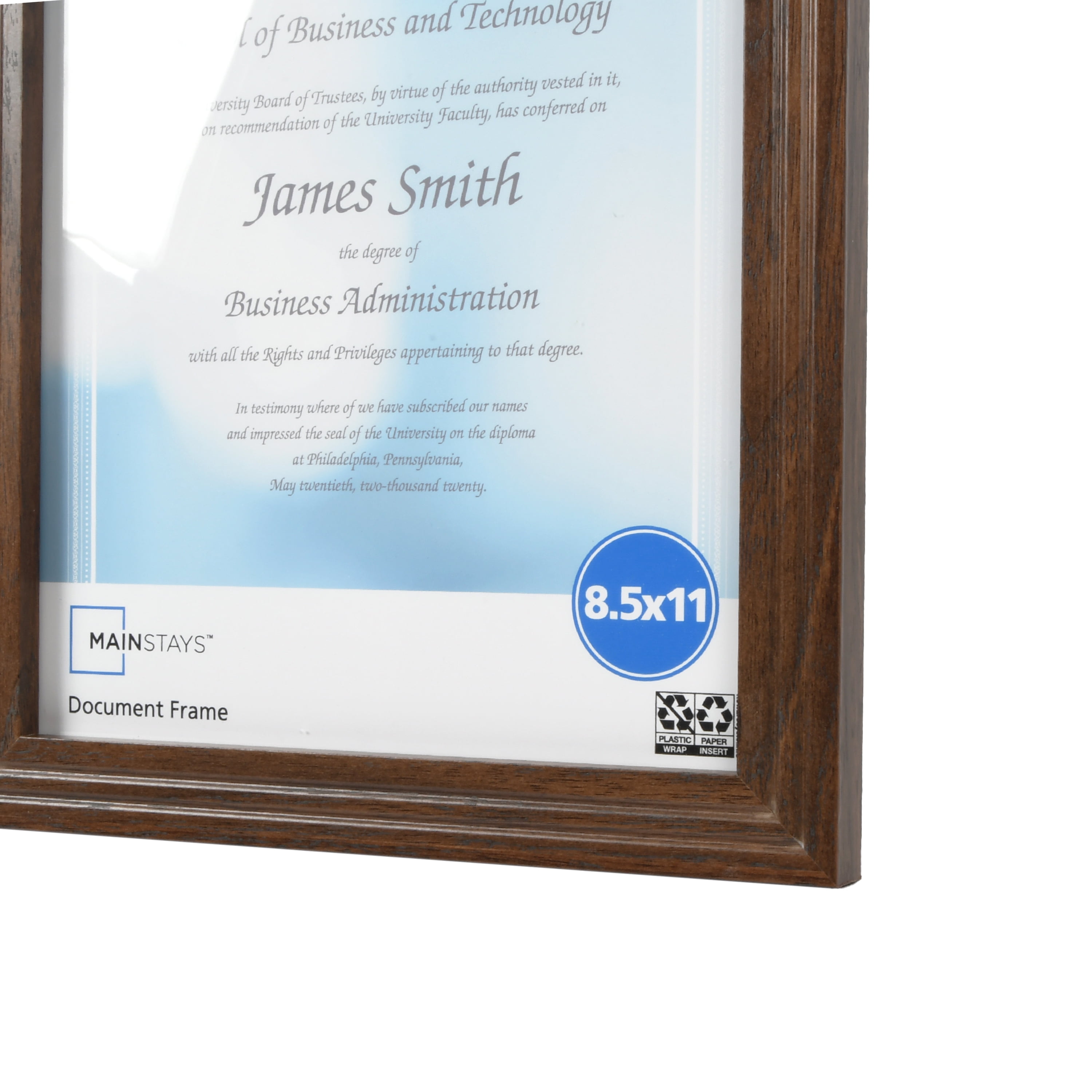 Mainstays – 8.5x11 Picture Frame – Walnut Document Frame Wall or Tabletop Photo Frame