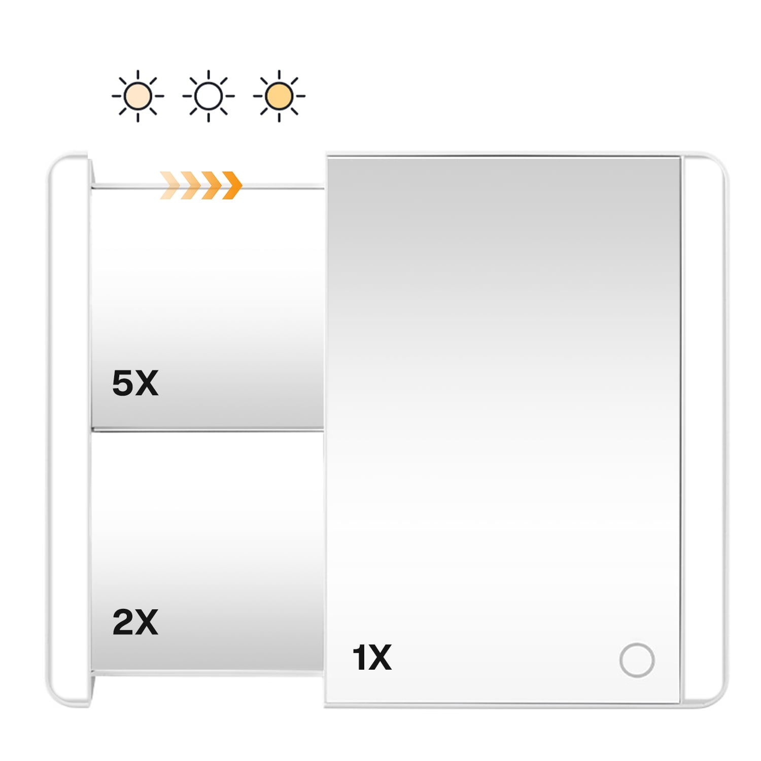 Behome 1X/2X/5X Magnifying Vanity Mirror with Light, Pull-out Makeup Mirror with 3 Color Modes, Adjustable Brightness & Adjustable Angle, Desk Mirror for Cosmetic , Office, White