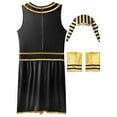 thumbnail image 5 of TiaoBug Men King Pharaoh Costume Egyptian King Sleeveless Dress with Cuffs Snake Head Hat for Halloween Black 3XL, 5 of 6